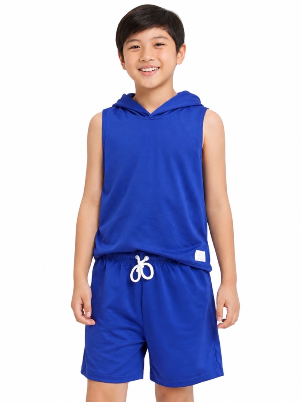 SHEIN Boys 2-Piece Athletic Set Size 11-12Y Blue Sleeveless Hoodie & Shorts